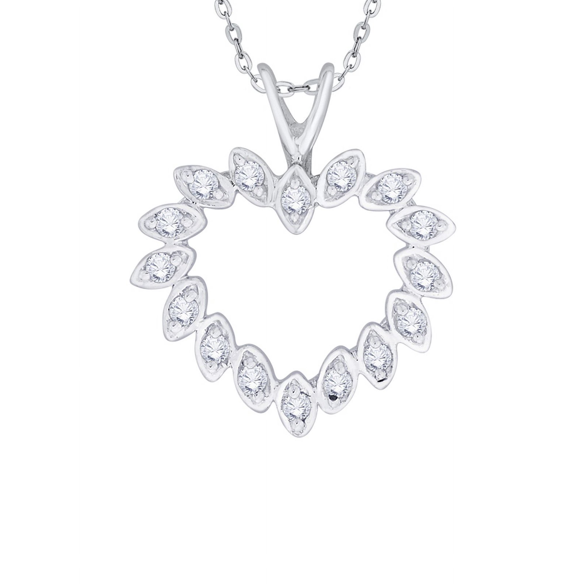 KATARINA Diamond Heart Pendant Necklace in 10K White Gold (1/6 cttw, G-H, I2-I3)