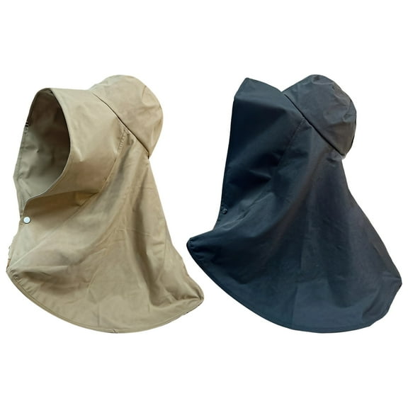 2 Pcs Sun Hats, Sunlight Protection Hats for Women, Wide Brim Hiking Hats with Neck Shawl, Protective Visor Hats, Great for Outdoor Activities, Black Khaki
