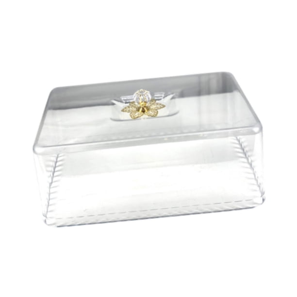 Cubierta para alimentos, soporte para pasteles, rectangular, transparente, a prueba de polvo, red para alimentos Longitud 30 cm