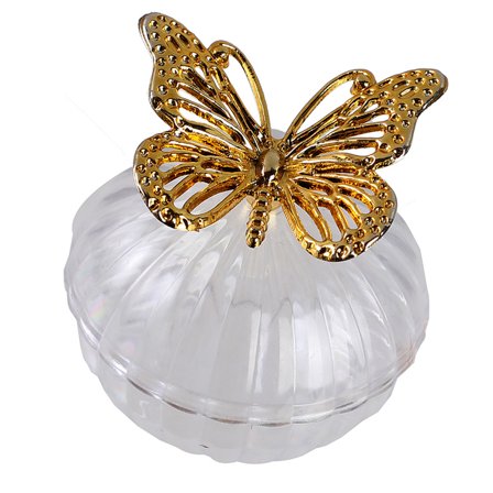 COOLHOOD Elegant Candy Storage Bowl With Metallic Butterfly Accents For Wedding Party Decor And Display