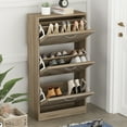 thumbnail image 5 of WIAWG Modern 3 Tier Shoe Cabinet Shoe Rack Free Standing Shoe Storage Cabinet Organizer Beige, 5 of 7