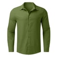 thumbnail image 4 of Blekii Boys Long Sleeve Button down Shirt Casual Collar Cotton Linen Solid Top, Green, 120, 4 of 4