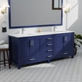thumbnail image 3 of 84 In W X 22 D Navy Blue Double Bath Vanity - White Quartz Countertop, Solid Wood, Soft Close Function, Scratch & Stain , Ample Storage Space 84"x22" With Wood Frame, Hardware, And Abundant, 3 of 7