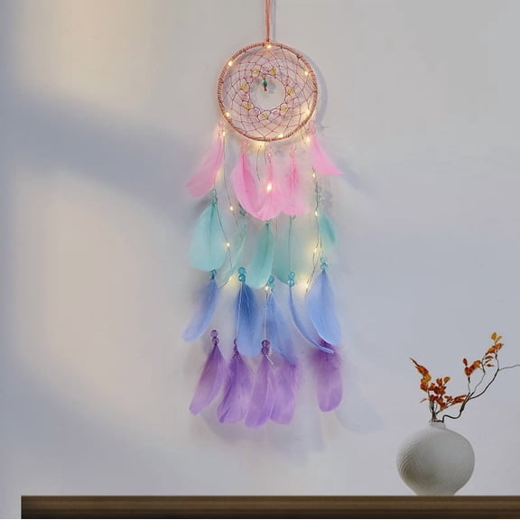 Handmade Dream Catcher Wall Decor LED for Girls Boy Kids Bedroom Wall Hanging Living Room Festival Gift