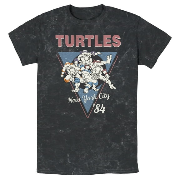 Men's Teenage Mutant Ninja Turtles Vintage Group Triangle  Graphic Tee Black Large