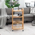 thumbnail image 4 of Gymax 4-Tier Kitchen Serving Trolley Cart Mobile Bamboo Storage Shelf Lockable Casters, 4 of 10