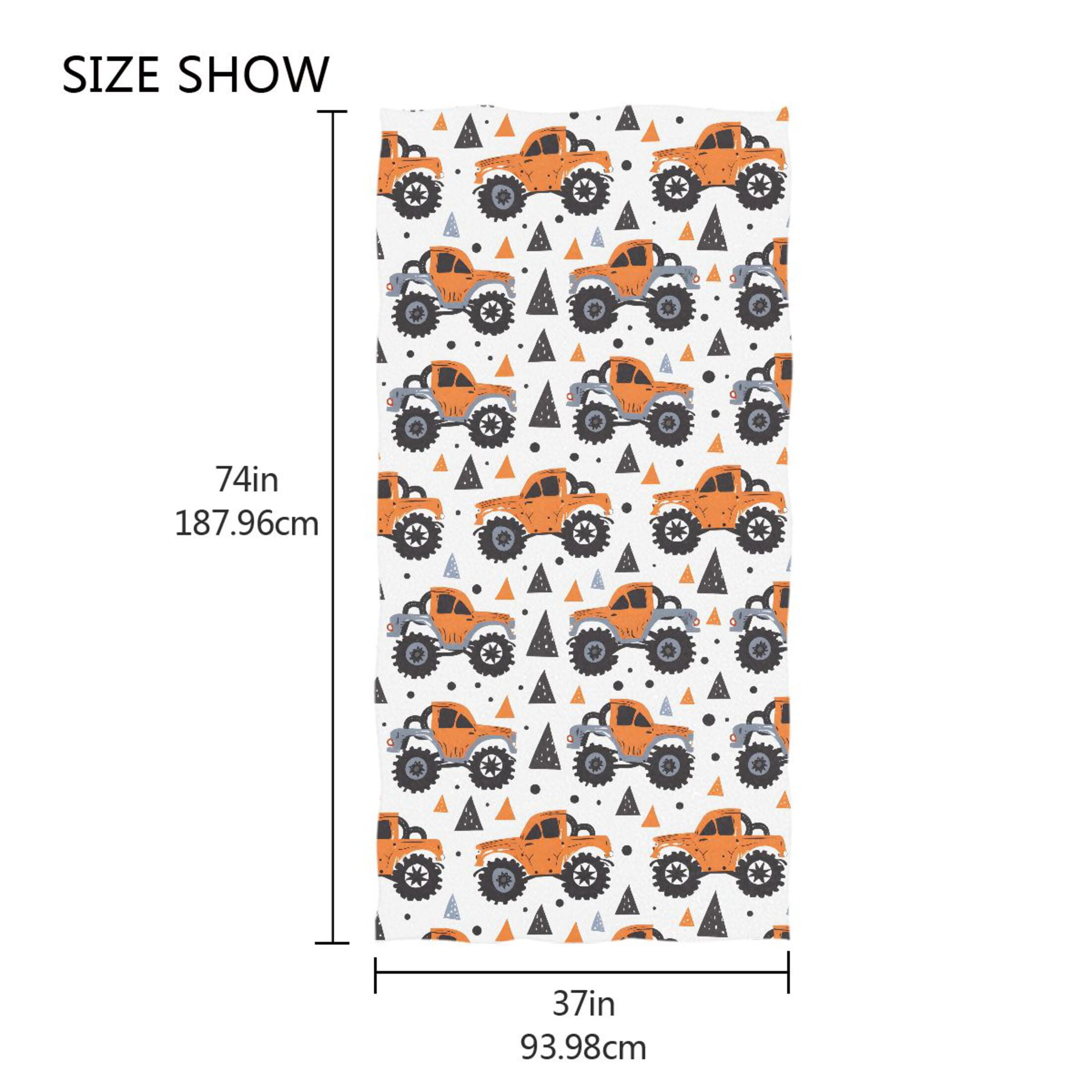 Oversized Beach Towel Extra Large Absorbent Microfiber Bath Towels Soft Quick Drying Hand Paint Monster Truck 74"x37"