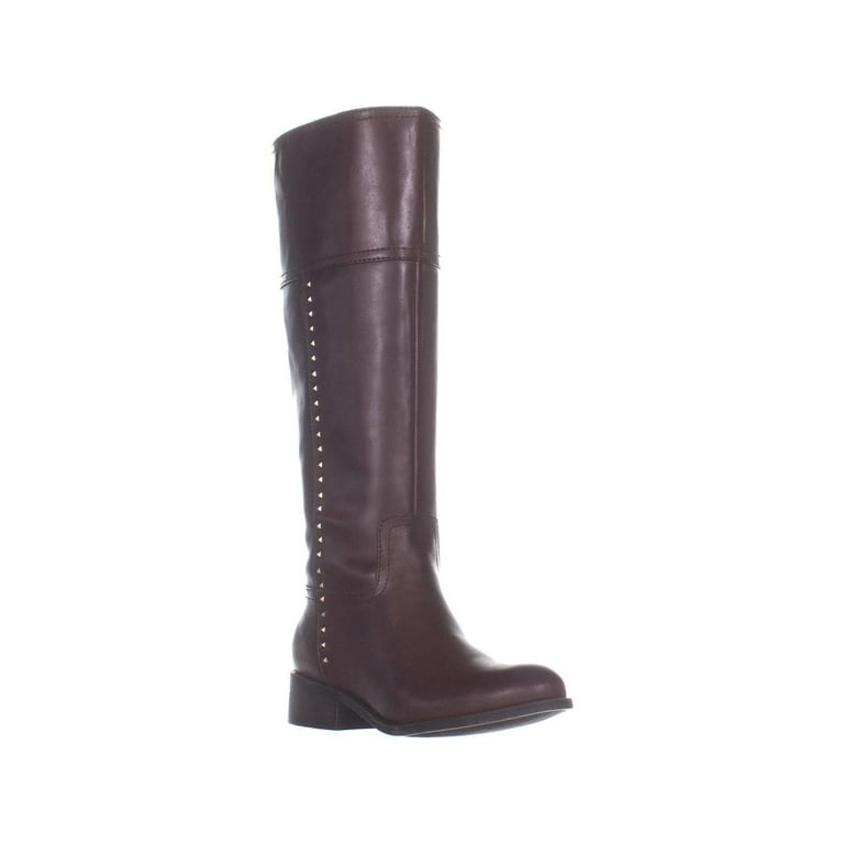Womens Marc Fisher Galaya Wide Calf Knee High Boots Dark Brown Leather Walmart