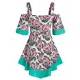 thumbnail image 2 of Túnes de túnica de hombros florales de talla grande Rosegal  Blusas Tallas Grandes, 2 of 5