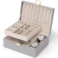 thumbnail image 1 of Jewelry Box Vlando, organizador grande de 2 capas para mujer, color gris, 1 of 9