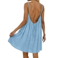 thumbnail image 4 of Women's Spaghetti Strap Backless Loose Loungewear Dress Sky Blue L, 4 of 7