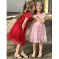 thumbnail image 6 of Oudiya Toddler Girl Tulle Dress Off Shoulder Sequin Summer Dresses Flutter Formal Birthday Party Princess Dress for Kids 1-6Y, 6 of 7