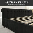 thumbnail image 6 of VanAcc California King Size Platform Bed Frame, Velvet Upholstered Sleigh Bed with Scroll Wingback Headboard & Footboard/Button Tufted, Black, 6 of 7