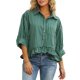 thumbnail image 1 of Blusa de verano CHYRII para mujer, con volantes y botones, a rayas, XXL, 1 of 5