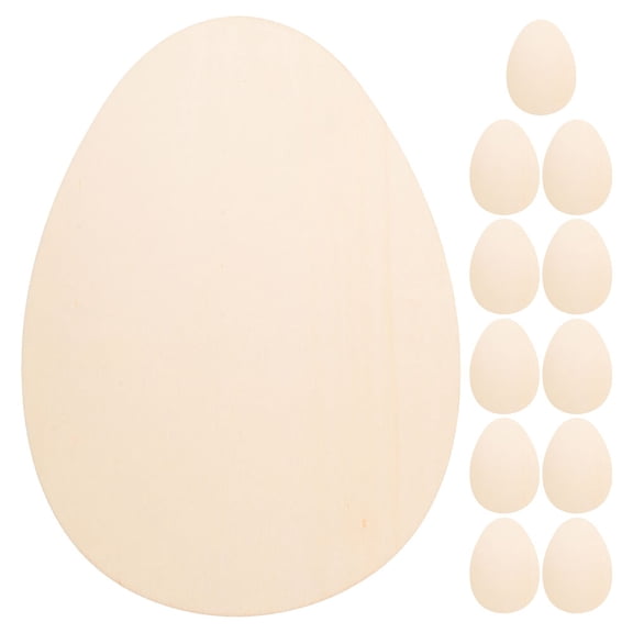 WHAMVOX Easter Wood Egg Cutout for DIY Craft Beige Unfinished Wooden Eggs for Spring Decor 12pcs