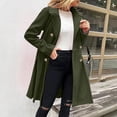 thumbnail image 5 of Wutalume Women's Solid Color Thick Long Sleeve Fashion Coat Jacket, Lapel Design with Double Breasted Buttons, Pockets and Lining, Wool Blend for Fall and Winter,Army Green L, 5 of 6