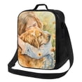 thumbnail image 1 of Fotbe Girl Hugging Dog Flowers Lonchera Bolsa de Almuerzo para Hombres y Mujeres, Lonchera de Gran Capacidad, Bolsa de Almuerzo Reutilizable, Bolsa Térmica Aislante, 1 of 7