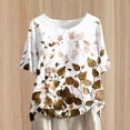 thumbnail image 1 of Blouses pour Femmes, Pull Décontracté Imprimé en Coton Lin Boutons Col Rond Manches Courtes, 1 of 5