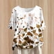 thumbnail image 2 of Tops de Lino para Mujeres Imprimir Suéter Cuello Redondo Manga Corta Superior Poliéster, Blusa de Moda Casual para la Primavera Y el Verano, 2 of 5