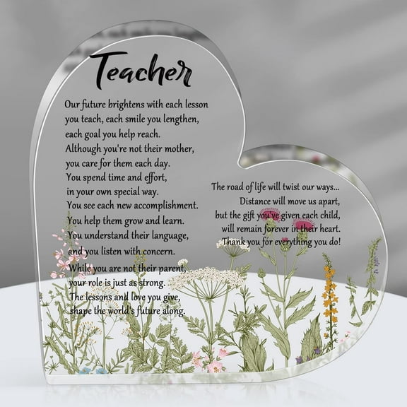 Teachers Appreciation Gifts for Women Acrylic Heart Teacher Paperweight Keepsake Gifts Teacher Thank You Gift for Valentines Teacher Gifts Coach Assistant Office Desk Decor