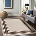thumbnail image 2 of Beverly Rug Indoor Bordered Area Rugs, Non Slip Rubber Backing Modern Living Room Area Rug, Beige Brown, 5'x7', 2 of 10