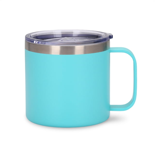 Bearachild Taza portátil de acero inoxidable con tapa de asa, Camper, taza para beber leche aislada al vacío, botella para acampar, hogar, coche al aire Mostrada Cielo azul Bearachild HA010518-07B