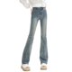 thumbnail image 2 of Jeans acampanados Labakihah para mujer, de talle alto, elásticos, modernos, color azul cielo, 2 of 8