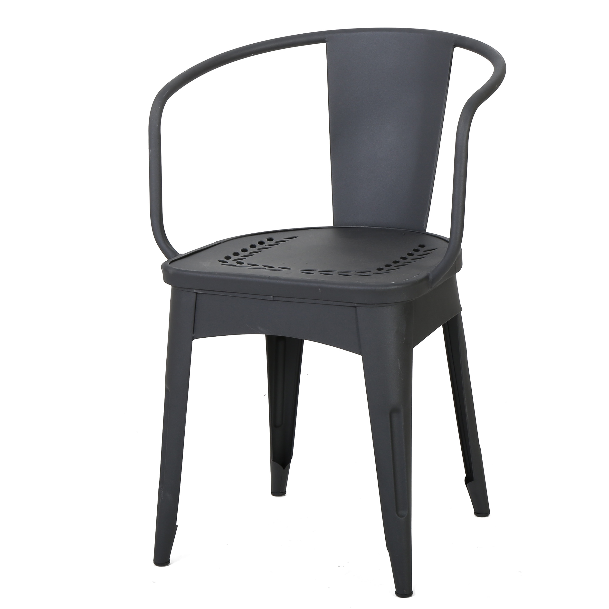 Outdoor 3 Piece Metal Frame Leisure Bistro Set, Combined Table and Chairs for Patio Garden, Black