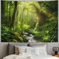 thumbnail image 2 of PRATYUS Forest Tapestry Tree Cave Nature Tapestry Wall Hanging Misty Tree Tapestry Jungle Creek Psychedelic Landscape Tapestry Sunshine Through Tree Tapestries for Bedroom Living Room Dorm Painting, 2 of 6