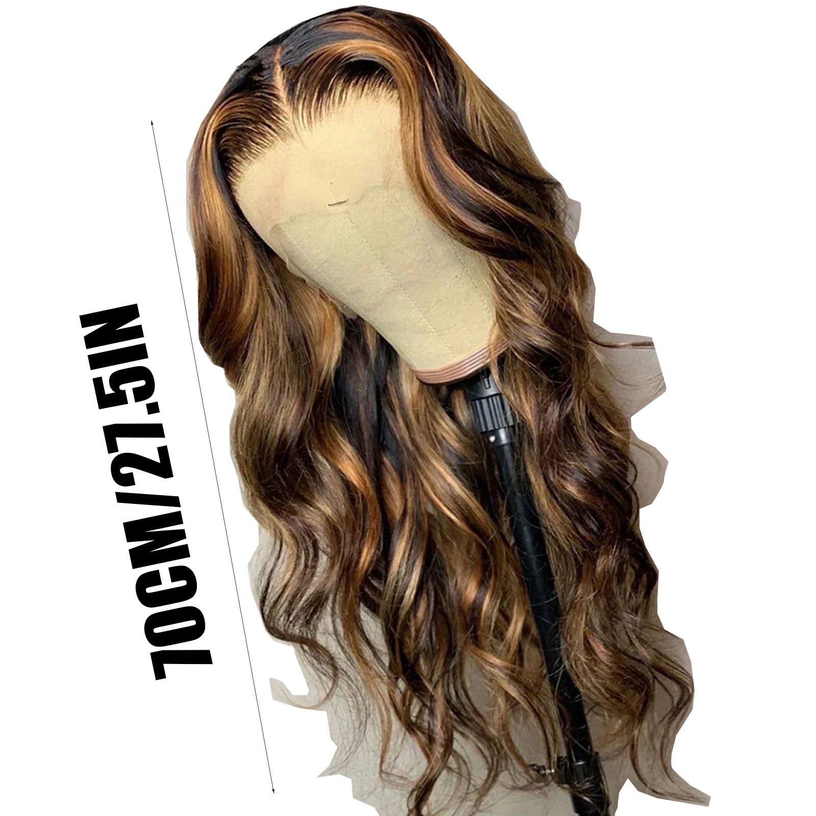OugPiStiyk Body Wave Lace Front Wigs Long Brown 28 inches HD Lace Frontal Wigs Pre Plucked Density Honey Blonde Synthetic Body Wave Wig Sunkissed Highlight Natural Looking