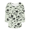 thumbnail image 4 of ZQUUVOU Women's T-Shirt Casual Printed Square Neck 3/4 Sleeve Tunic Blouse B-Beige (L), 4 of 5