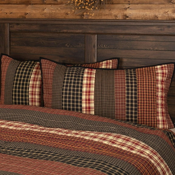 Rustic Sham Red Patchwork Quilted Beckham Cotton Bedroom Decor TCC Brands