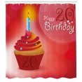 thumbnail image 3 of Ambesonne Vemilion Shower Curtain, Cupcake with Beams, 69"Wx70"L, Vermilion Pink and Red, 3 of 3