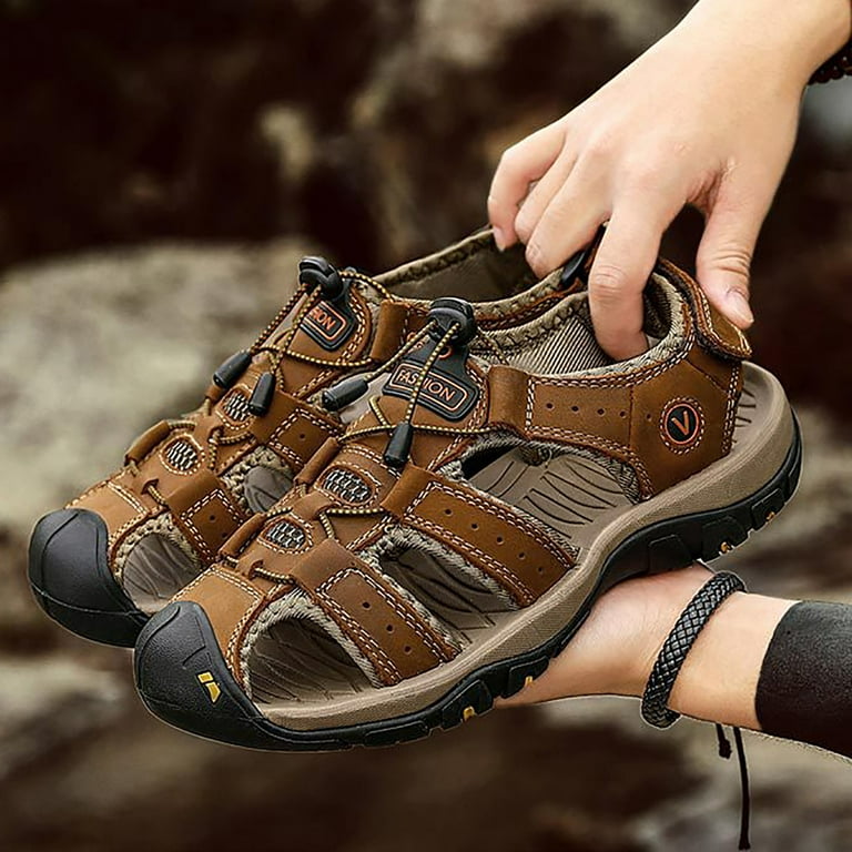 asdoklhq Men's Leather Non-slip Anti-collision Beach Sandals asdoklhq Men's Leather Non-slip Anti-collision Beach Sandals