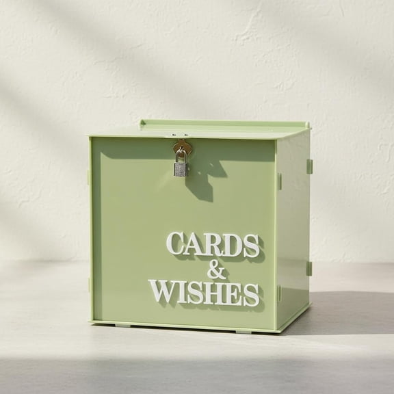 Green Acrylic Wedding Card Box with Lock, DIY Gift Card Box with 3D Letters for Wedding Reception Memory Money Box for Graduation Birthday Party Anniversary Decor
