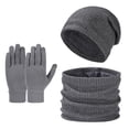 thumbnail image 4 of Winter Outdoor Cold Proof Knitted Hat Scarf Three Piece Set with Velvet Ear for Men Women, 4 of 4