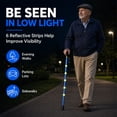 thumbnail image 2 of Folding Walking Cane with 6 Reflective Stickers, Adjustable Collapsible Aluminum Walking Stick for Men Women Seniors, Lightweight Travel Cane with T Handle, Wrist Strap, Non Slip Tip, Blue, 2 of 9