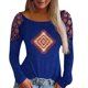 thumbnail image 4 of Tops con hombros descubiertos para mujer, blusa estampada retro con cuello redondo, camisa tipo túnica de manga larga, camisetas informales sueltas Fridja  hkj1751, 4 of 7