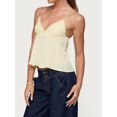 thumbnail image 2 of Women Y2K Polka Dot Pleated Camisole Sheer Mesh Spaghetti Strap Tank Top Lace Trim V Neck Bustier Cami Tops Streetwear, 2 of 6