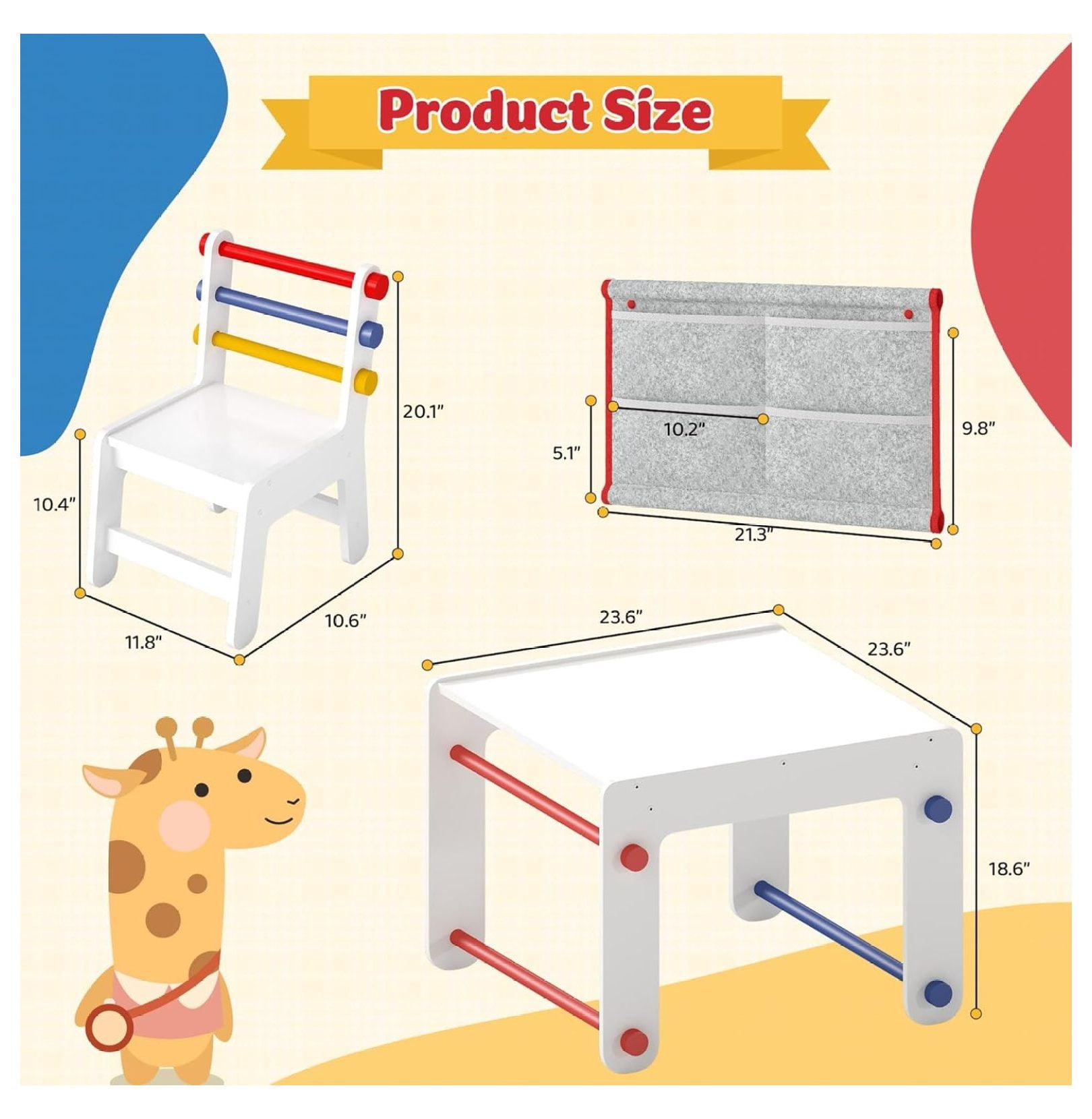 Kids Table and Chair Set 4-in-1 with Storage, Wooden Activity Table for , Arts, Drawing, Reading, Toddler Furniture for Playroom, , Gift for Boys & Girls (Age 3+)