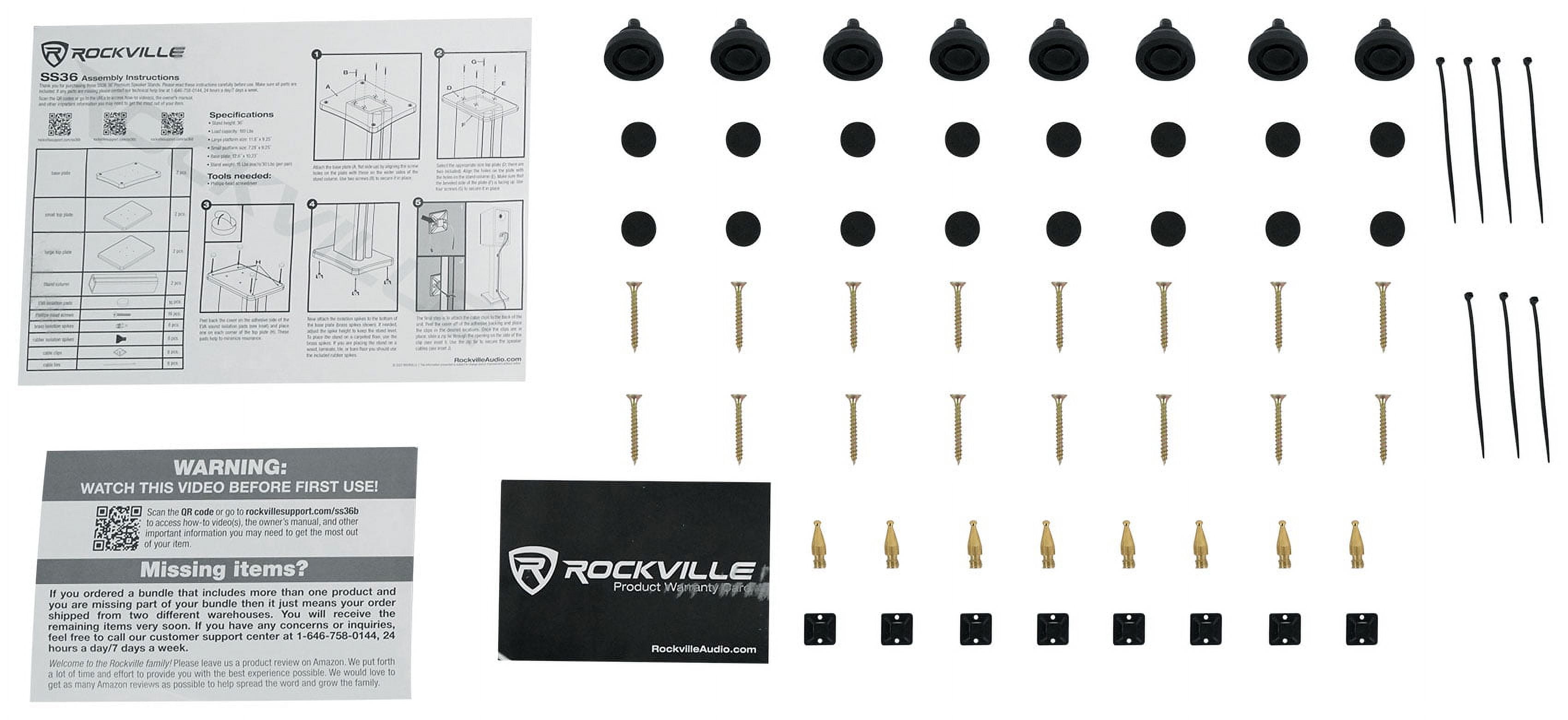 (2) Rockville APM6B 6.5" USB Studio Monitor Speakers+36" Black Premium Stands