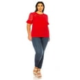 thumbnail image 4 of Women's Plus Size Classic Solid Top with Lace Accent - Casual and Elegant, 4 of 6