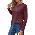 thumbnail image 7 of MLDRA T Shirts for Women Long Sleeve Shirts Crewneck Comfy Casual Basic Fall Tops Loose Fit Clothes Wine Red, 7 of 7