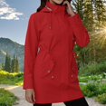 thumbnail image 2 of Women's Rain Jacket, Yigetop A Hooded Slimming and Casual Jacket for Ladies Waterproof Jackets for Women Red L, 2 of 9