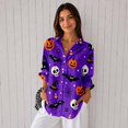 thumbnail image 4 of Nyfairy Plus Size Women's Halloween Print Long Sleeve Button Down Casual Shirt, 4 of 5