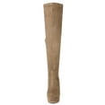 thumbnail image 6 of BLISSFUL STEP Women's Boot Platform Block Heel Over Knee Boots Taupe 7.5, 6 of 8