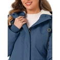 thumbnail image 5 of DARING DIVA Women's Parka Drawstring Waist with Faux Fur Hooded Coats L Navy Blue, 5 of 6