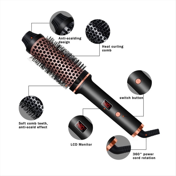 3in1 Ionic Hair Curler Straightener Professional Curling Iron Heated Hair Styling Brush Anti-Scald Thermal Brush US Plug