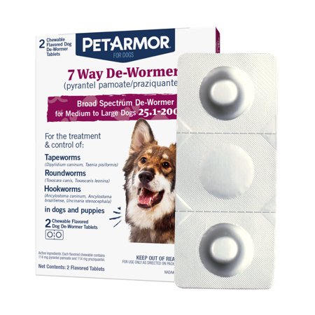 PETARMOR 7 Way De-Wormer (pyrantel pamoate and praziquantel) for Medium and Large Dogs, 25.1-200 lbs, Chewable, 2 Chewable Tablets - Image 5