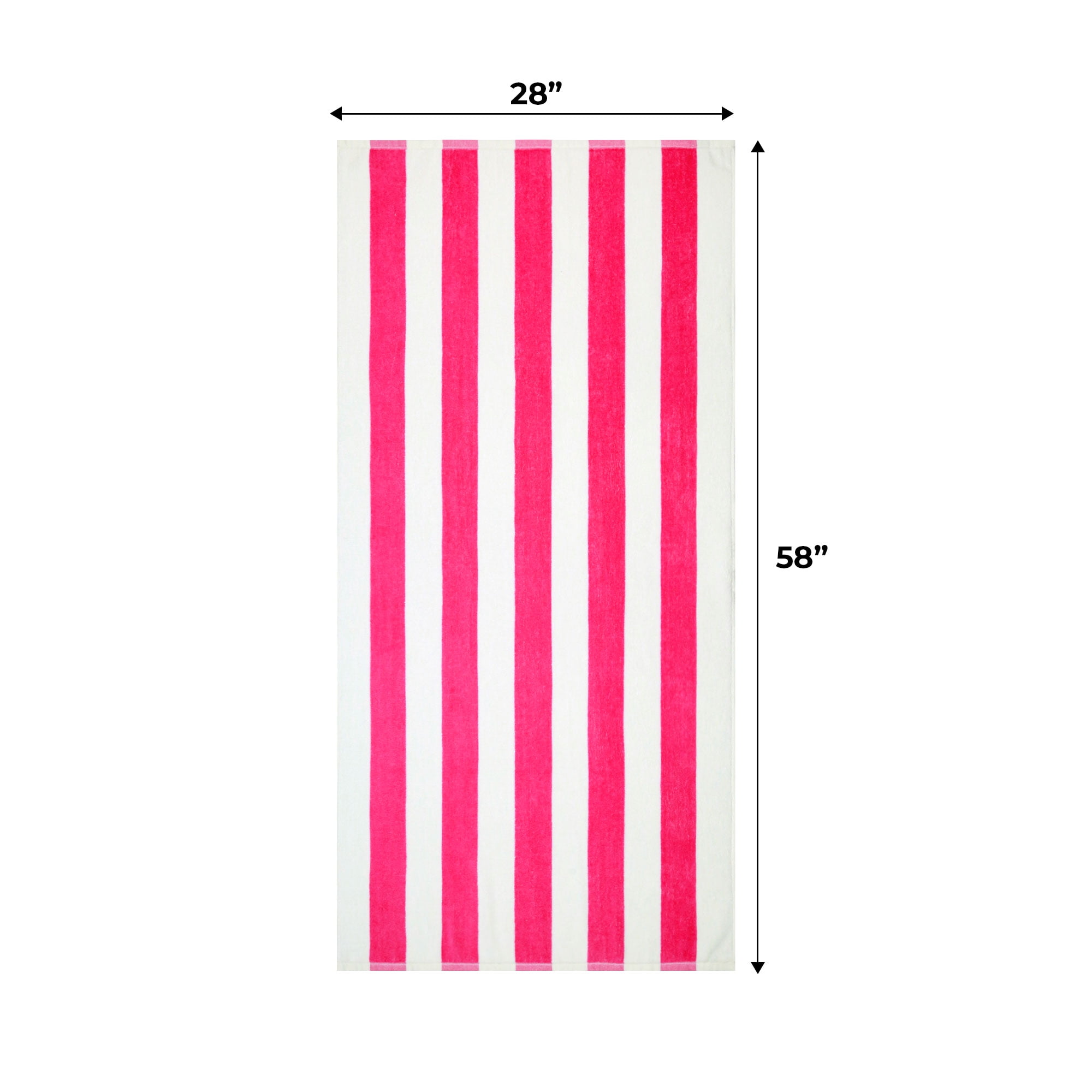 (2 pack) Mainstays Cabana Stripe Beach Towel, 58 in x 28 in, Pink